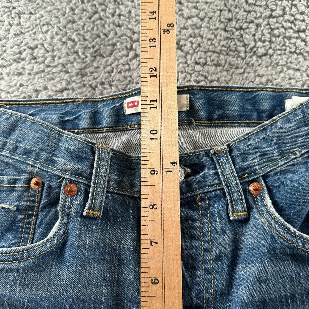 Levis 501 S Jeans Womens 12‎ Premium Button Fly Straight Leg Skinny Distressed